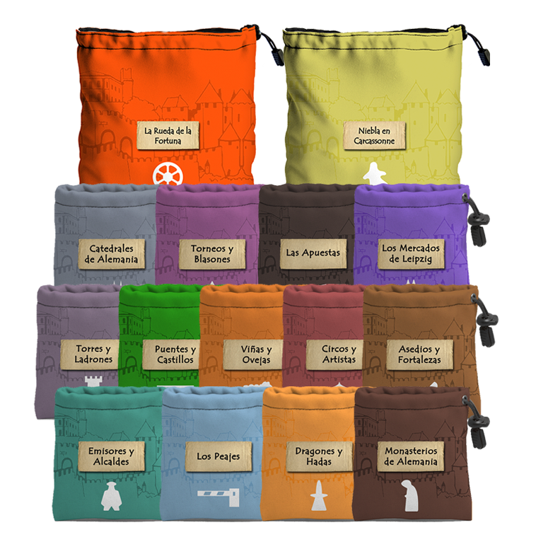 Bolsas para guardar las expansiones de Carcassonne v2