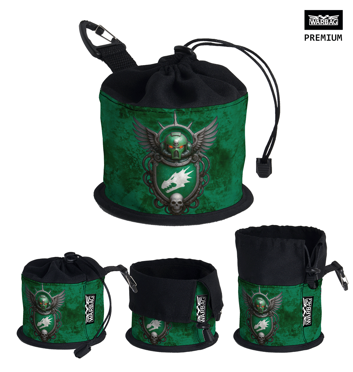 Bolsa para dados PREMIUM "Escudo de Armas – VERDE" – SALAMANDRAS (40K)